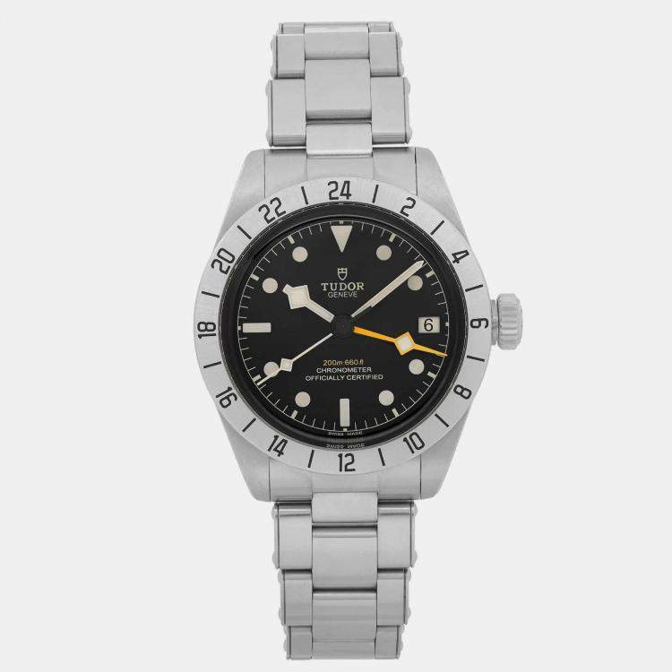 Pre Owned Tudor Black Stainless Steel Black Bay M79470-0001 Automatic Men's Wristwatch 39 mm
