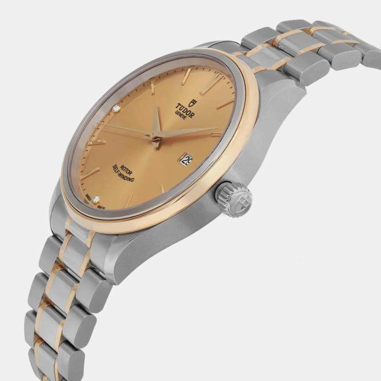 Pre Owned Tudor Champagne 18K Yellow Gold Stainless Steel Style 12703 Automatic Men's Wristwatch 41 mm