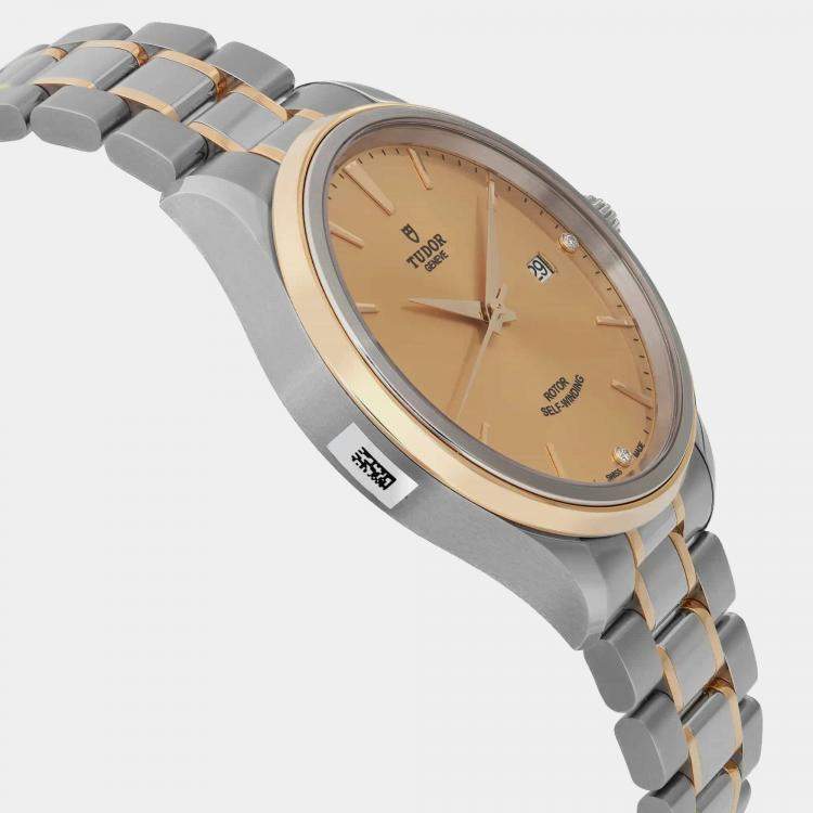 Pre Owned Tudor Champagne 18K Yellow Gold Stainless Steel Style 12703 Automatic Men's Wristwatch 41 mm