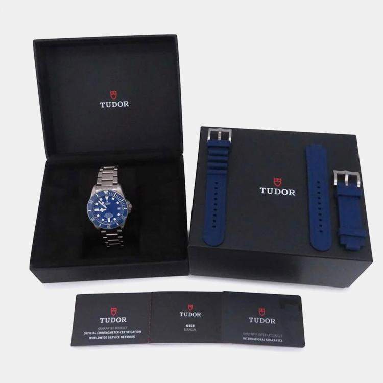 Pre Owned Tudor Blue Titanium Pelagos M25600TB-0001 Automatic Men's Wristwatch 42 mm