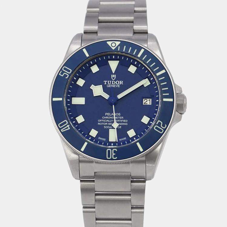 Pre Owned Tudor Blue Titanium Pelagos M25600TB-0001 Automatic Men's Wristwatch 42 mm