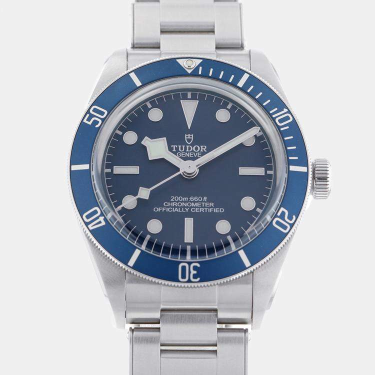Pre Owned Tudor Blue Stainless Steel Black Bay 79030B-0001 Automatic Men's Wristwatch 39 mm