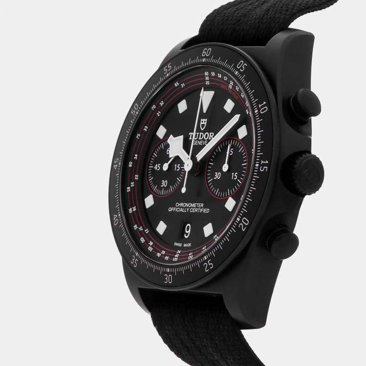 Pre Owned Tudor Pelagos FXD Chronograph 25827KN Automatic Chronograph Black Dial Carbon Men's Wristwatch 43mm