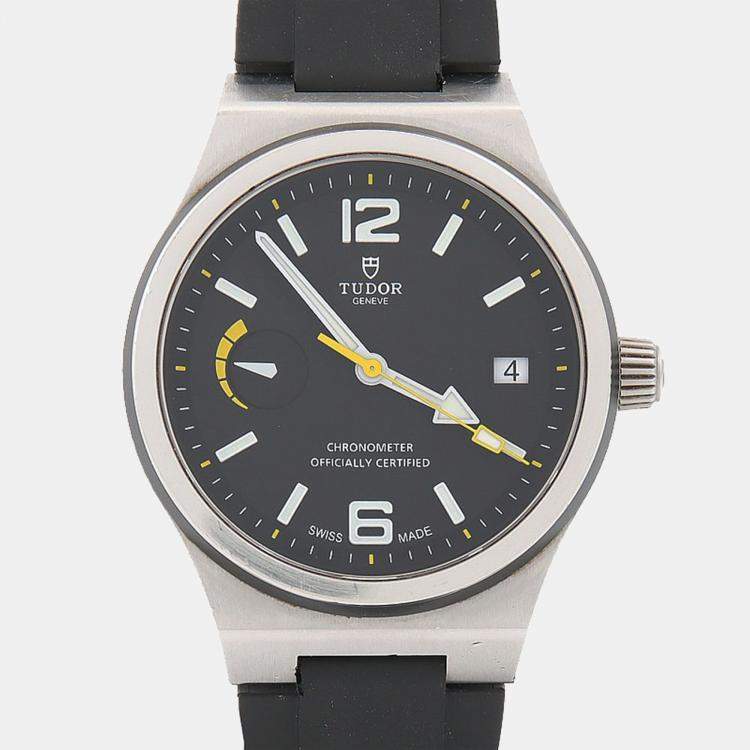 Pre Owned Tudor North Flag 91210 Automatic Black Stainless Steel Men's Wristwatch 40mm