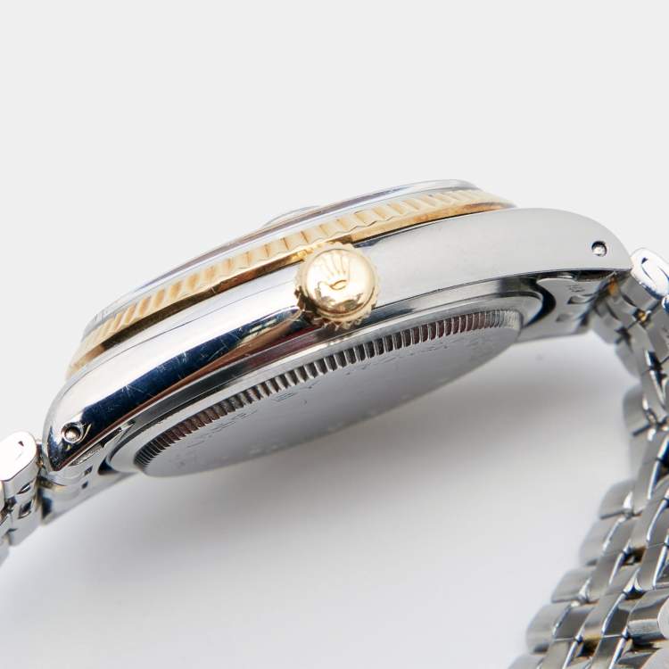 Pre Owned Tudor Champagne 18K Yellow Gold Stainless Steel Prince Oysterdate 72033 Men's Wristwatch 32 mm