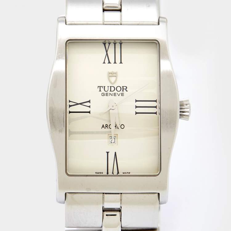 Pre Owned Tudor Silver Stainless Steel Archeo 30110 Men's Wristwatch 28 mm