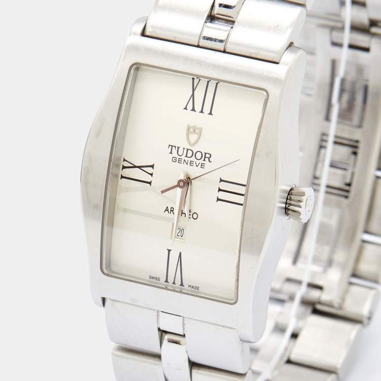 Pre Owned Tudor Silver Stainless Steel Archeo 30110 Men's Wristwatch 28 mm