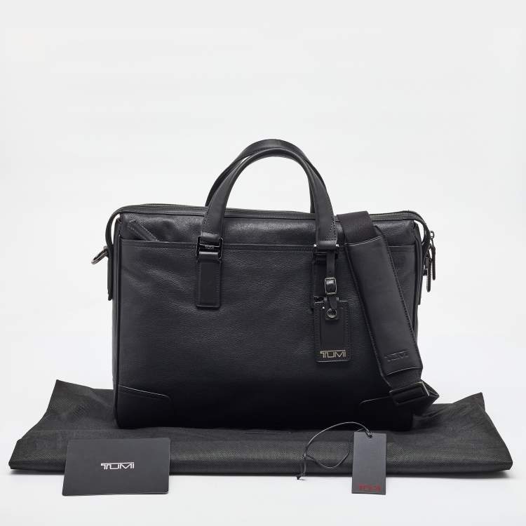 Pre Owned Tumi Black Leather Irving Slim Briefcase