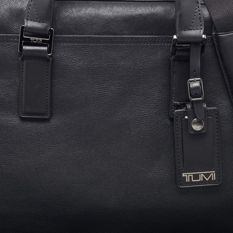 Pre Owned Tumi Black Leather Irving Slim Briefcase