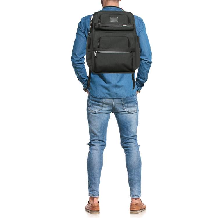 Pre Owned TUMI Dark Grey/Brown Nylon Alpha 3 Brief Backpack