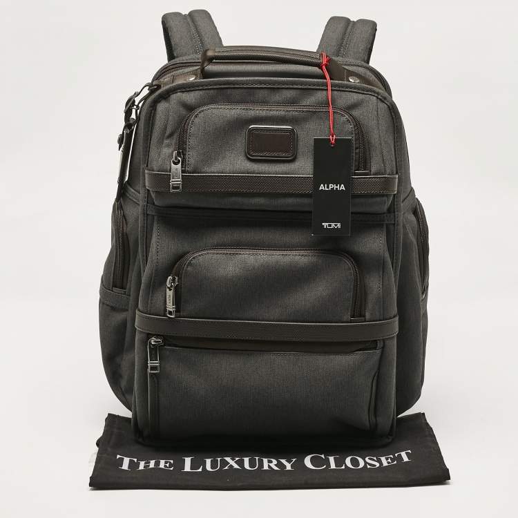 Pre Owned TUMI Dark Grey/Brown Nylon Alpha 3 Brief Backpack