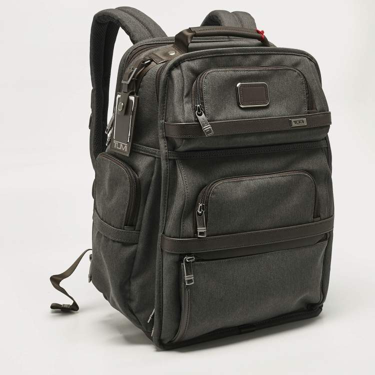 Pre Owned TUMI Dark Grey/Brown Nylon Alpha 3 Brief Backpack