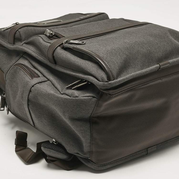 Pre Owned TUMI Dark Grey/Brown Nylon Alpha 3 Brief Backpack