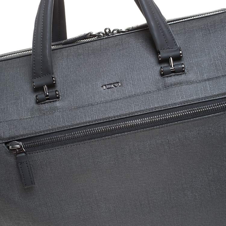 Pre Owned Tumi Dark Grey Coated Canvas Ashton Lenox Duffel Bag