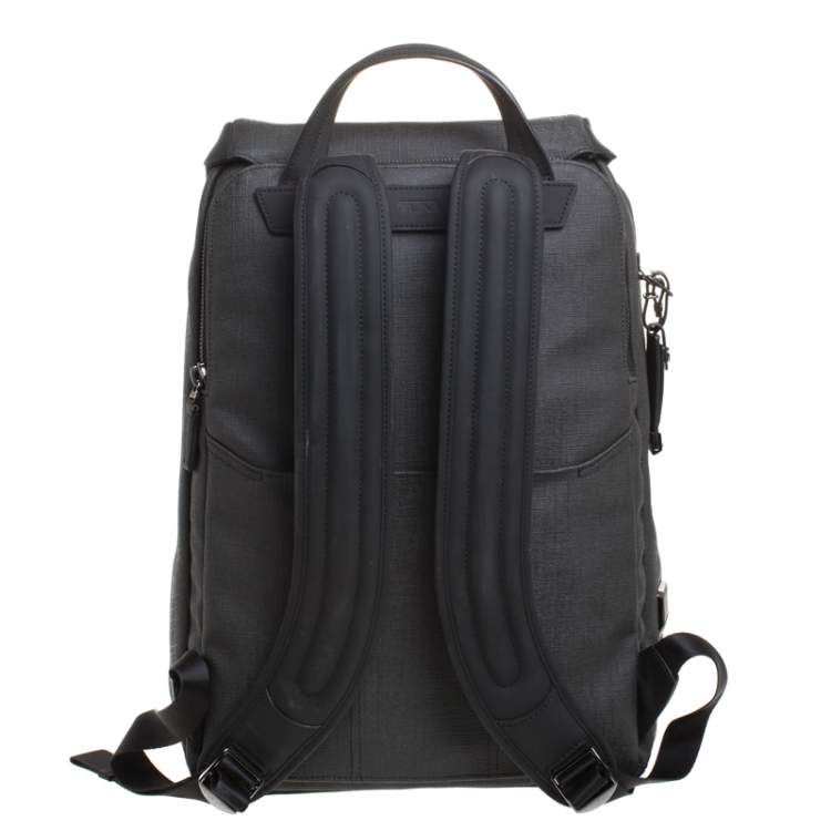Pre Owned Tumi Dark Grey Coated Canvas and Leather Dresden Flap Backpack