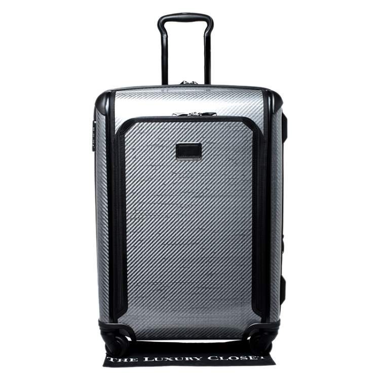 Pre Owned TUMI Grey Carbon Fiber Effect Hardcase 4 Wheel Tegra Short Trip Expandable Packing Case Luggage