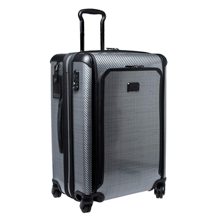 Pre Owned TUMI Grey Carbon Fiber Effect Hardcase 4 Wheel Tegra Short Trip Expandable Packing Case Luggage
