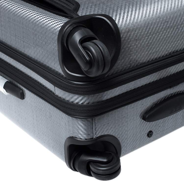 Pre Owned TUMI Grey Carbon Fiber Effect Hardcase 4 Wheel Tegra Short Trip Expandable Packing Case Luggage