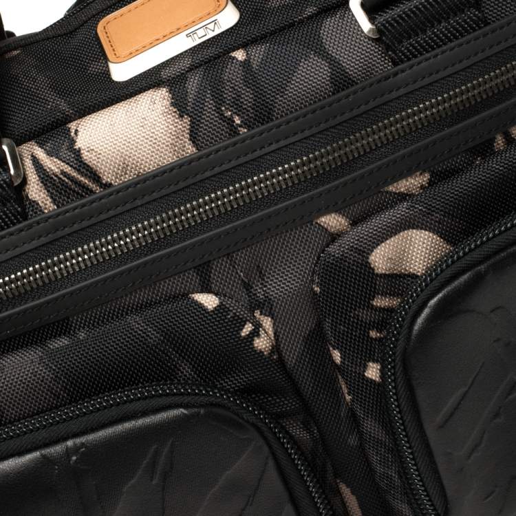 Pre Owned TUMI Black Camouflage Fabric and Leather Alpha Bravo Hunter Satchel