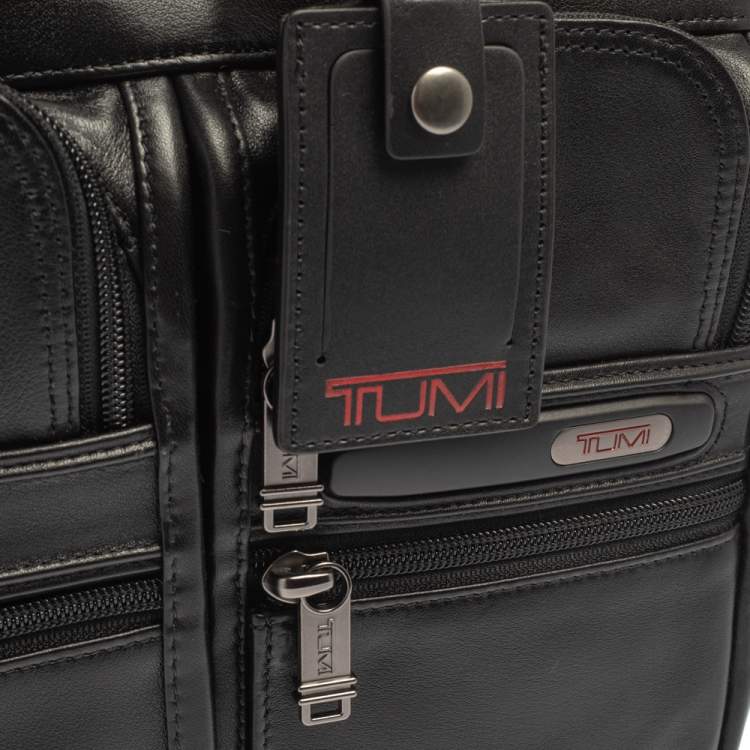 مملوكة مسبقًا TUMI Black Leather Alpha Bravo T-Pass Expandable Laptop Briefcase