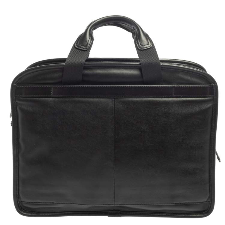 مملوكة مسبقًا TUMI Black Leather Alpha Bravo T-Pass Expandable Laptop Briefcase