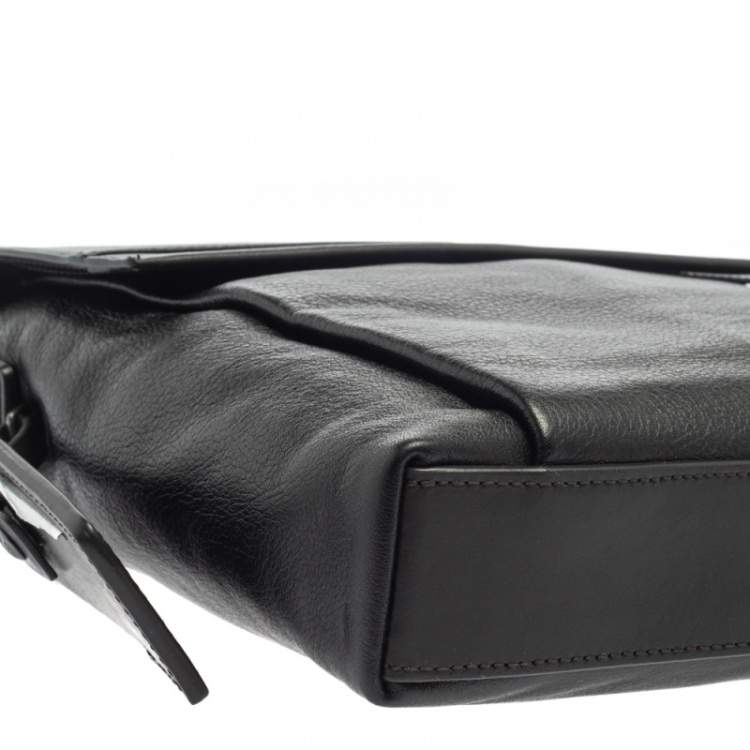 Pre Owned Tumi Black Leather DFO Monroe Oxford Top Zip Flap Messenger Bag