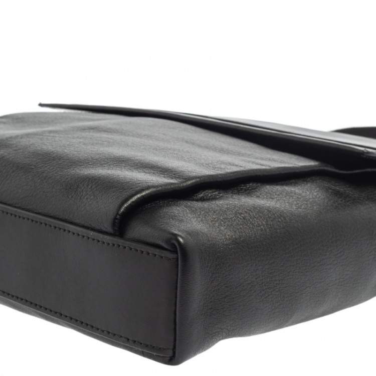 Pre Owned Tumi Black Leather DFO Monroe Oxford Top Zip Flap Messenger Bag