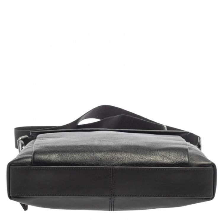 Pre Owned Tumi Black Leather DFO Monroe Oxford Top Zip Flap Messenger Bag