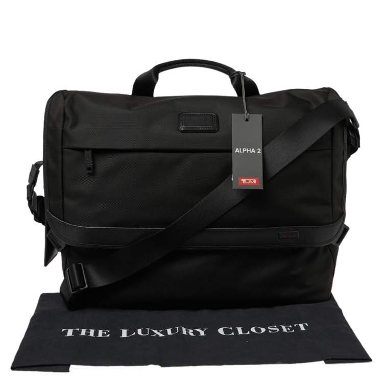 Pre Owned Tumi Black Nylon Alpha Flap Laptop Bag