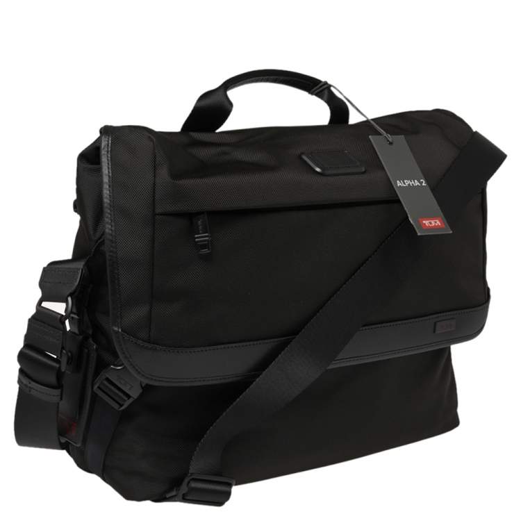 Pre Owned Tumi Black Nylon Alpha Flap Laptop Bag