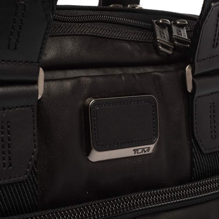 Pre Owned TUMI Black Leather Alpha Bravo Albany Slim Bag