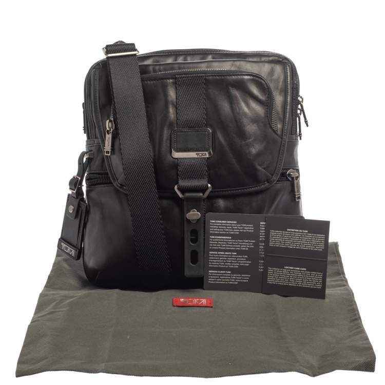 Pre Owned TUMI Black Leather Alpha Bravo Arnold Crossbody Bag