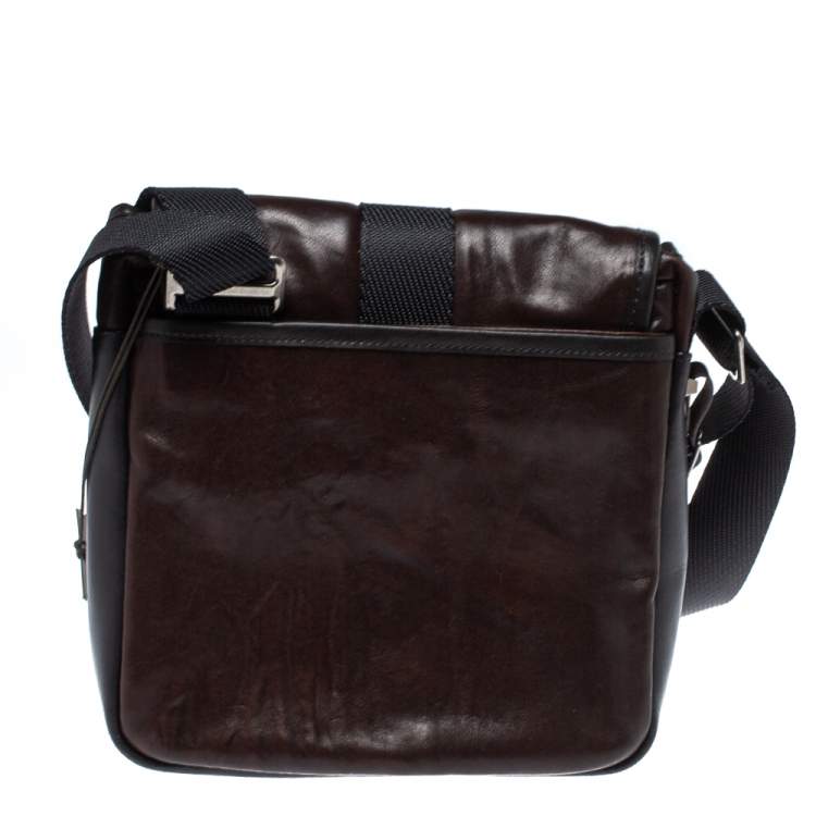 Pre Owned Tumi Brown/Black Leather Barton Crossbody Bag