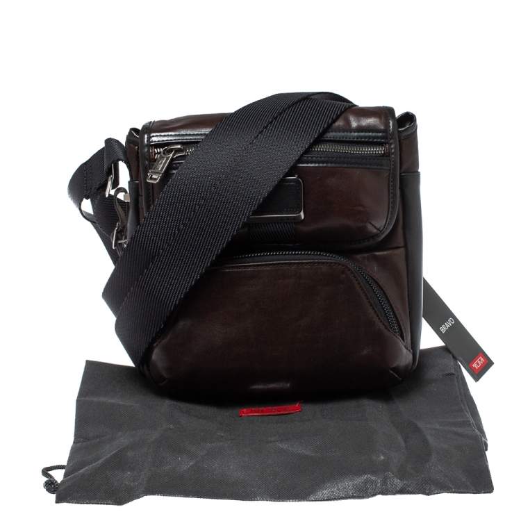 Pre Owned Tumi Brown/Black Leather Barton Crossbody Bag