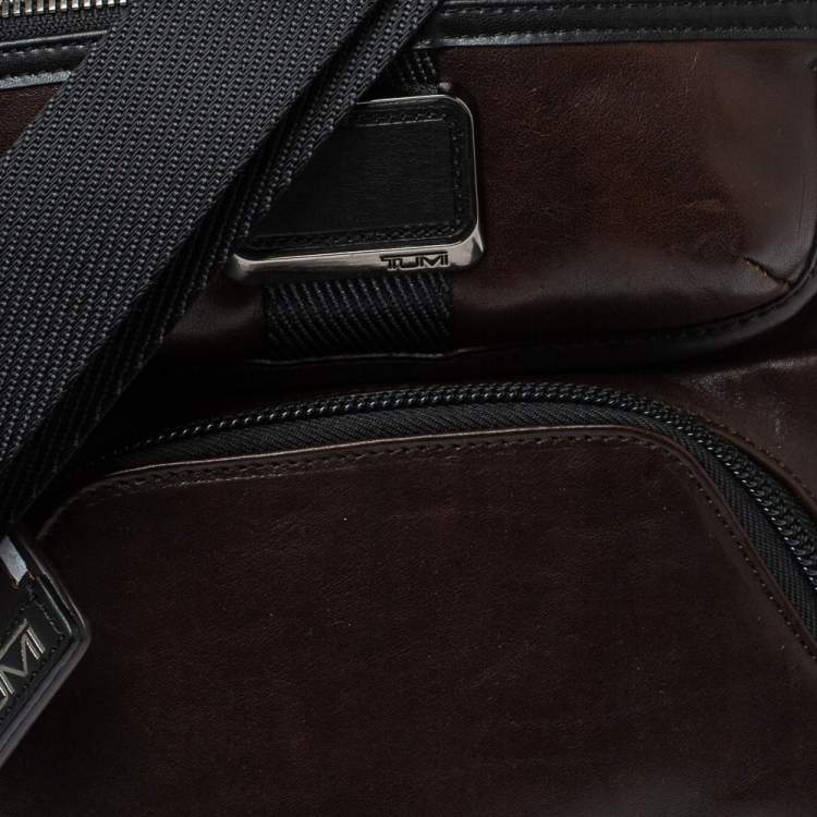 Pre Owned Tumi Brown/Black Leather Barton Crossbody Bag