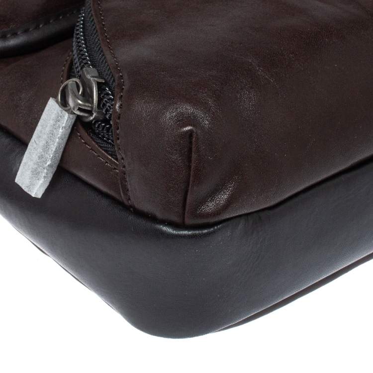 Pre Owned Tumi Brown/Black Leather Barton Crossbody Bag