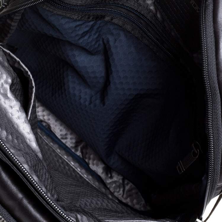 Pre Owned TUMI Black Leather Annapolis Zip Flap Messenger Bag