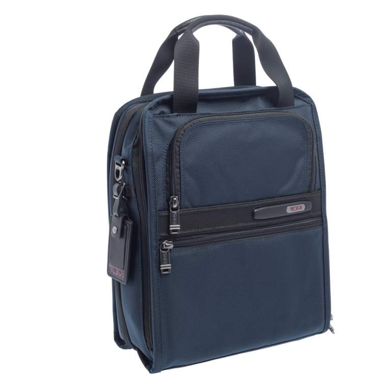 Pre Owned Tumi Blue/Black Nylon Utility Tote