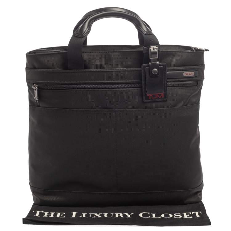 Pre Owned Tumi Black Nylon and Leather Companion Tote