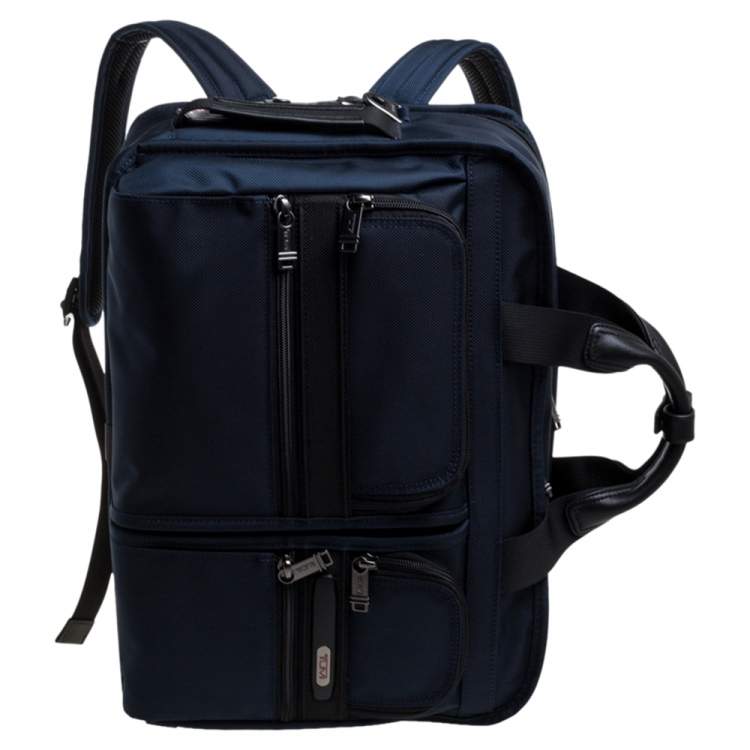 Pre Owned Tumi Blue/Black Nylon Three Way Briefcase Bag