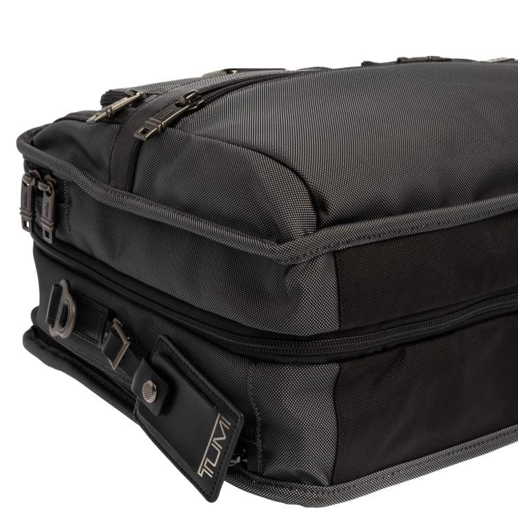 Pre Owned TUMI Grey/Black Nylon and Leather Expandable Organizer Computer Briefcase