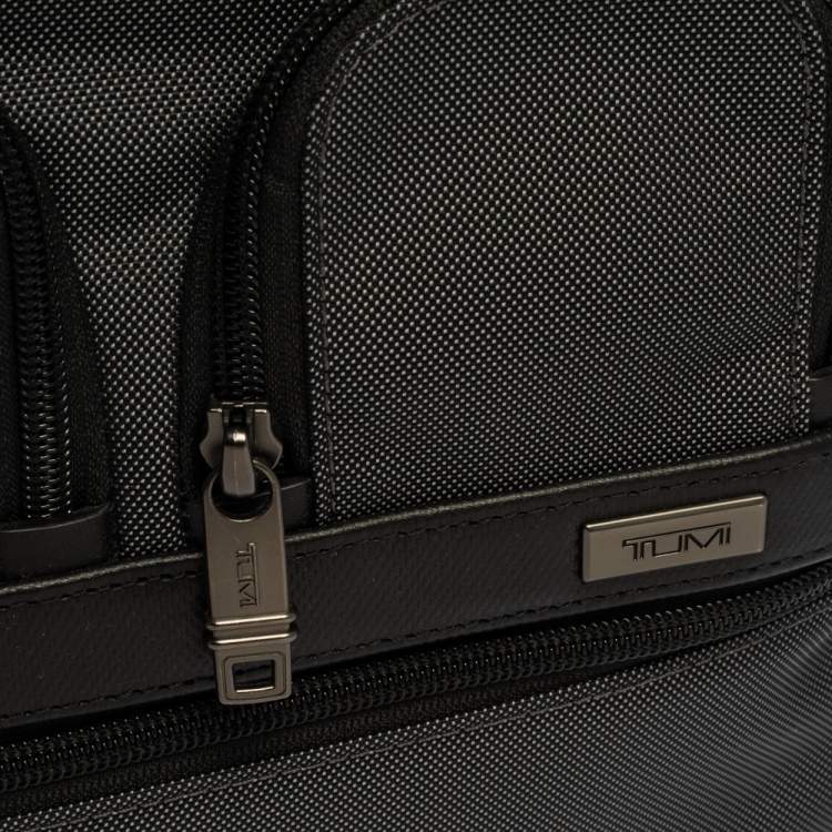 Pre Owned TUMI Grey/Black Nylon and Leather Expandable Organizer Computer Briefcase