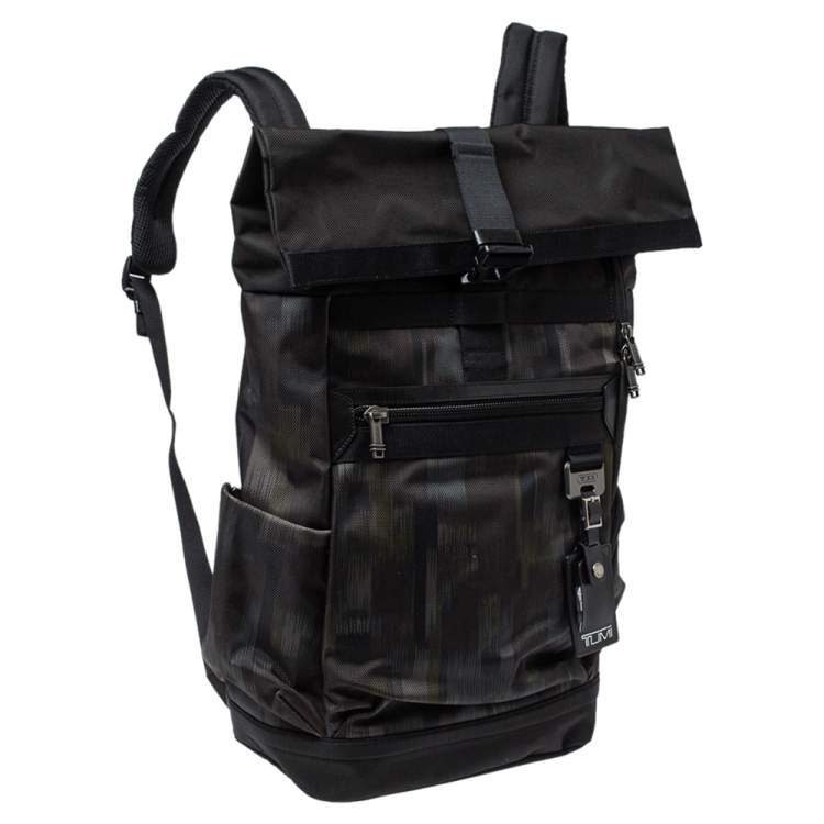 Pre Owned TUMI Black/Khaki Nylon Birch Roll Top Backpack