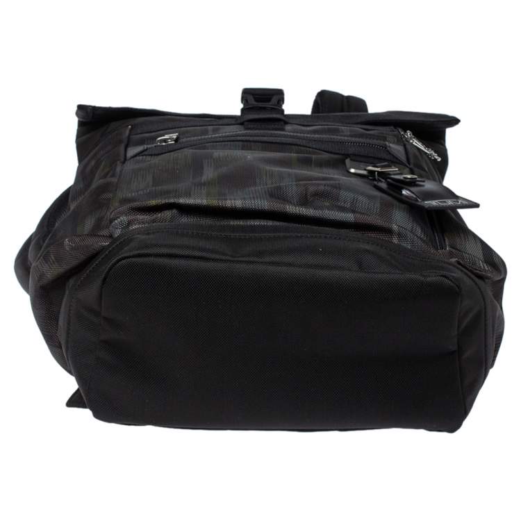 Pre Owned TUMI Black/Khaki Nylon Birch Roll Top Backpack