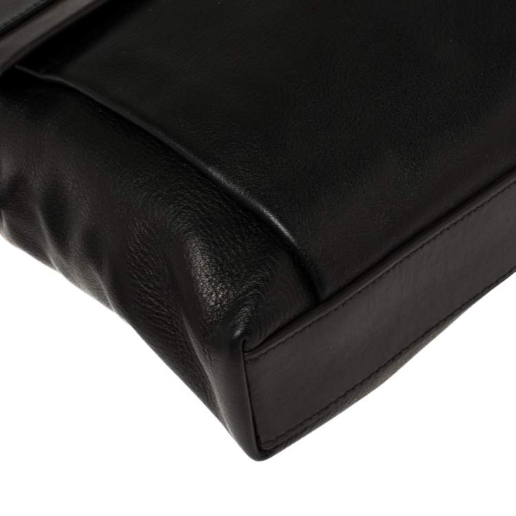 مملوكة مسبقًا TUMI Black/Brown Leather Oxford Top Zip Flap Crossbody Bag