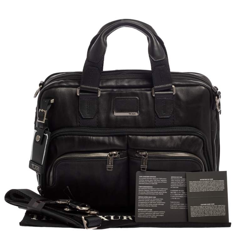 Pre Owned TUMI Black Leather Alpha Bravo Albany Slim Computer Briefcase