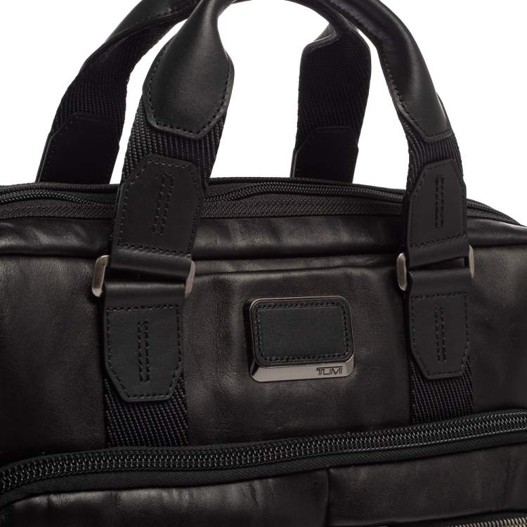 Pre Owned TUMI Black Leather Alpha Bravo Albany Slim Computer Briefcase