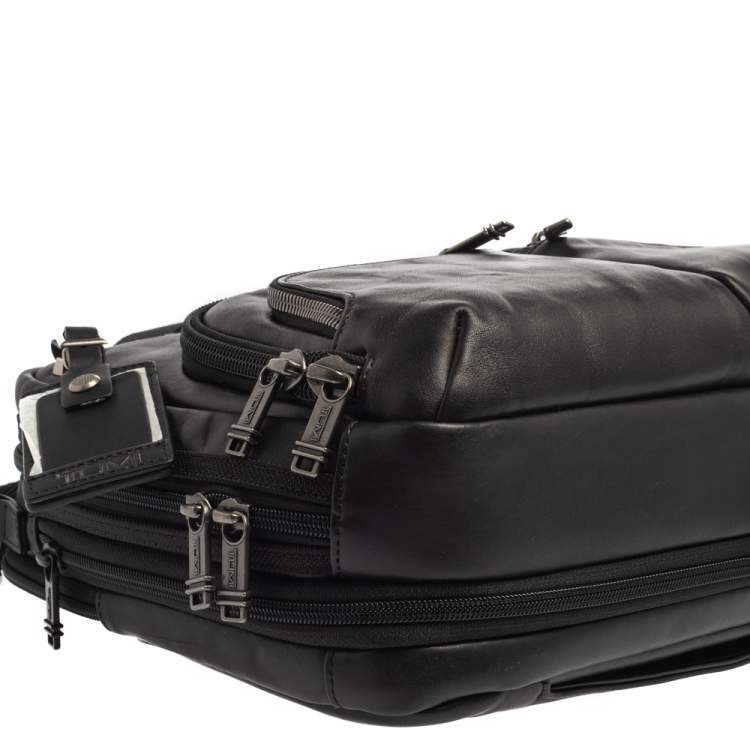 Pre Owned TUMI Black Leather Alpha Bravo Albany Slim Computer Briefcase