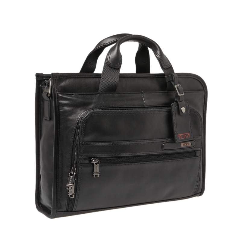Pre Owned TUMI Black Leather Gen 4.2 Slim Deluxe Portfolio Bag
