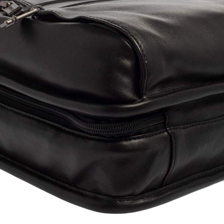 Pre Owned TUMI Black Leather Gen 4.2 T-Pass Med Screen Laptop Slim Briefcase